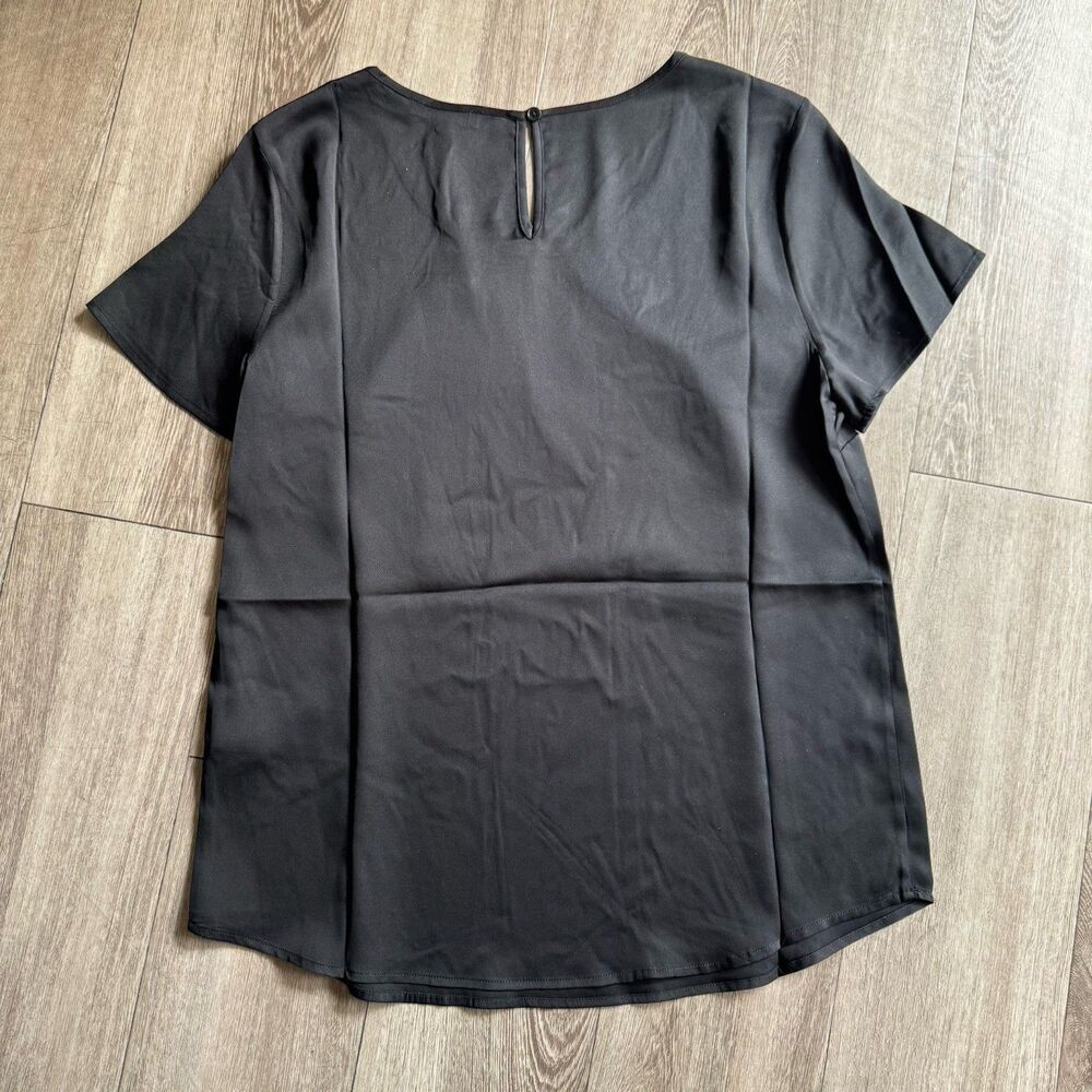 NWT Quince Silk Washable Stretch Tee Black Sz S Minimalist Quiet Luxury Preppy - Picture 13 of 16